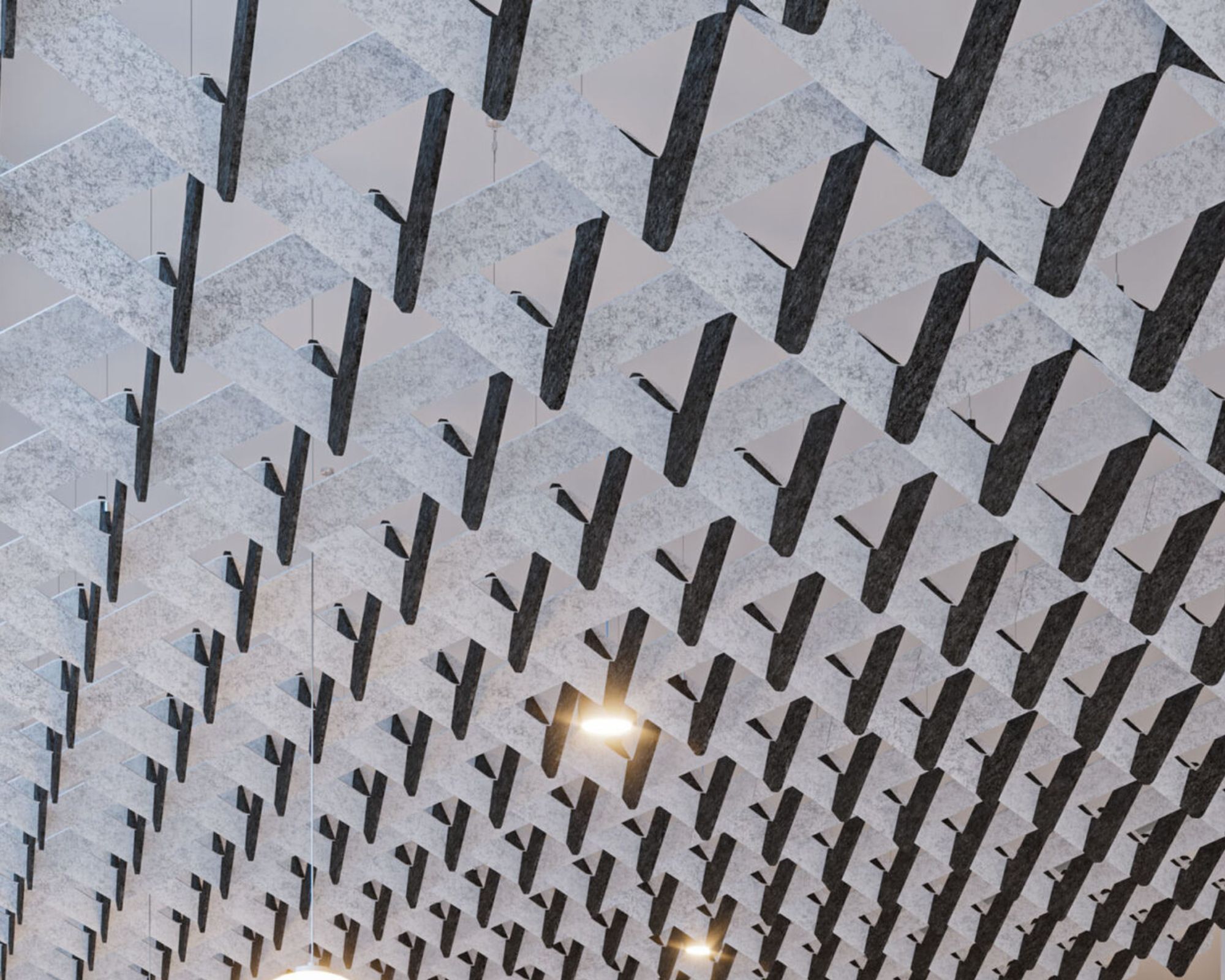 SoftSound® Marble – Sustainable PET Felt Ceiling System in Soft Grey
